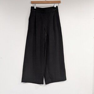 Zara Trafaluc Elastic Waist Wide Leg Cropped Pants Black Size XS